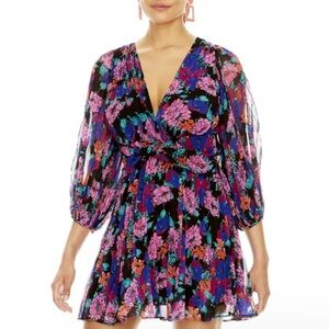 MELLODAY Pink and Purple Ruched Tiered Mini Dress